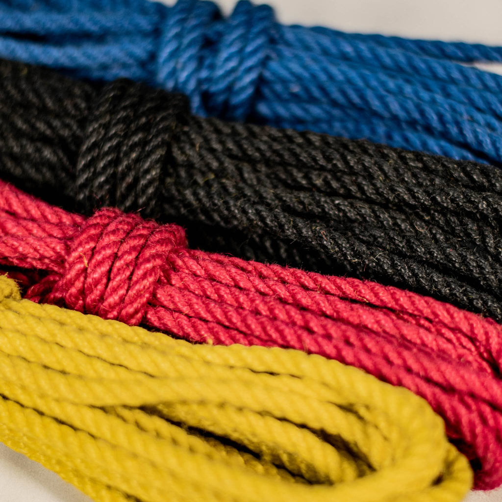 Coloured jute rope · 5mm double-ply (treated)