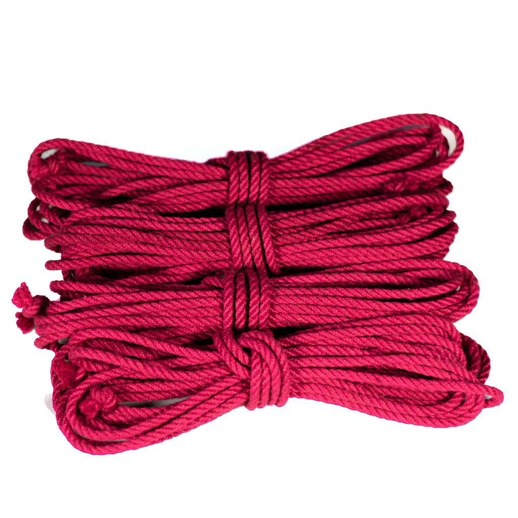 Pink jute rope · 5mm double-ply (treated)